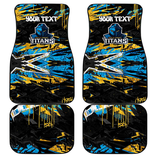 Personalized Gold Coast Titans Car Mats Graffiti Grunge Abstract Urban Street Style Design