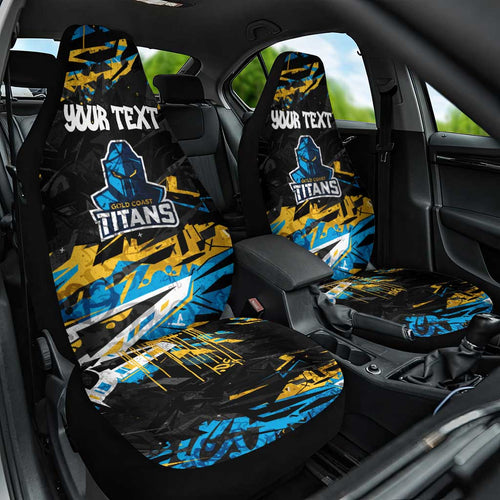 Personalized Gold Coast Titans Car Seat Cover Graffiti Grunge Abstract Urban Street Style Design