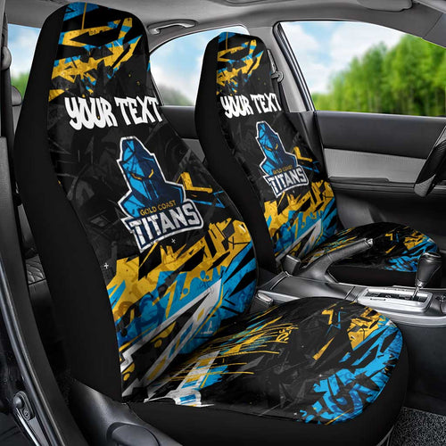 Personalized Gold Coast Titans Car Seat Cover Graffiti Grunge Abstract Urban Street Style Design