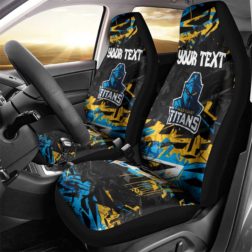 Personalized Gold Coast Titans Car Seat Cover Graffiti Grunge Abstract Urban Street Style Design