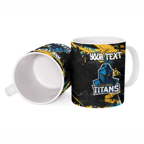 Personalized Gold Coast Titans Ceramic Mug Graffiti Grunge Abstract Urban Street Style Design
