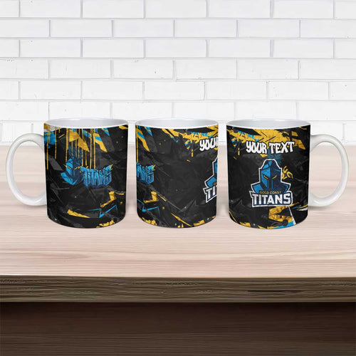 Personalized Gold Coast Titans Ceramic Mug Graffiti Grunge Abstract Urban Street Style Design