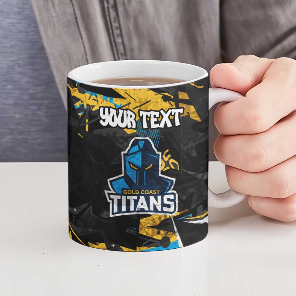 Personalized Gold Coast Titans Ceramic Mug Graffiti Grunge Abstract Urban Street Style Design