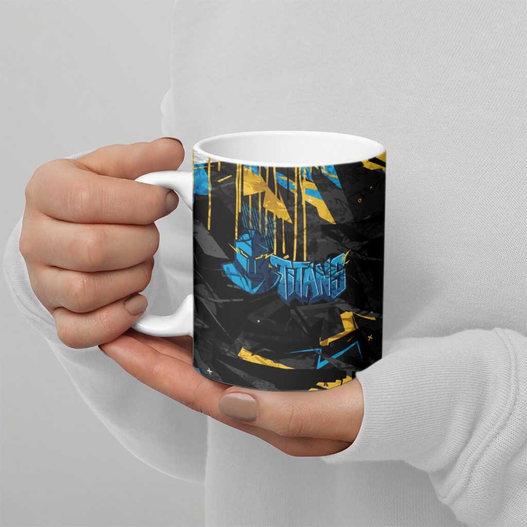 Personalized Gold Coast Titans Ceramic Mug Graffiti Grunge Abstract Urban Street Style Design