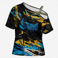 Personalized Gold Coast Titans Cross Shoulder Shirt Graffiti Grunge Abstract Urban Street Style Design