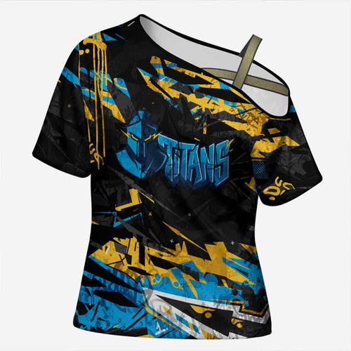 Personalized Gold Coast Titans Cross Shoulder Shirt Graffiti Grunge Abstract Urban Street Style Design