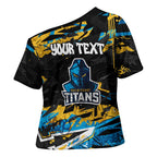 Personalized Gold Coast Titans Cross Shoulder Shirt Graffiti Grunge Abstract Urban Street Style Design