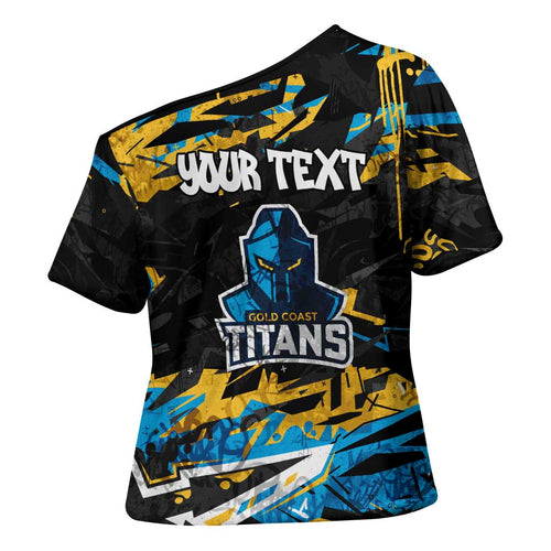 Personalized Gold Coast Titans Cross Shoulder Shirt Graffiti Grunge Abstract Urban Street Style Design