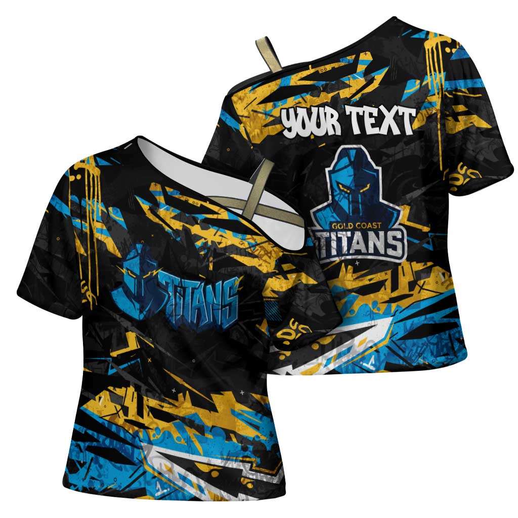 Personalized Gold Coast Titans Cross Shoulder Shirt Graffiti Grunge Abstract Urban Street Style Design