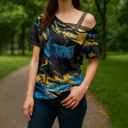 Personalized Gold Coast Titans Cross Shoulder Shirt Graffiti Grunge Abstract Urban Street Style Design