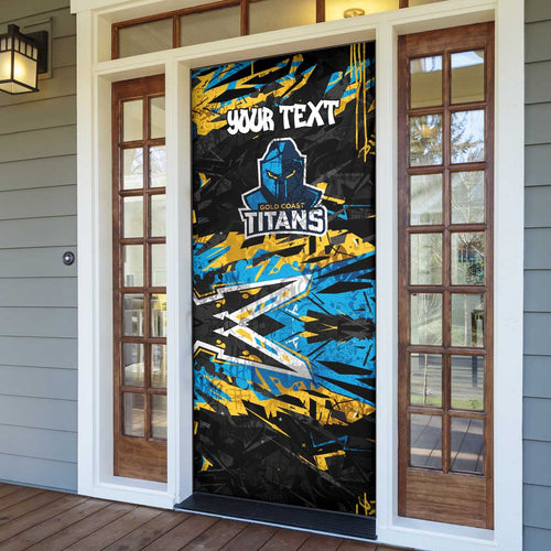 Personalized Gold Coast Titans Door Cover Graffiti Grunge Abstract Urban Street Style Design