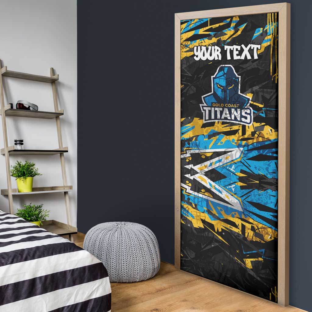 Personalized Gold Coast Titans Door Cover Graffiti Grunge Abstract Urban Street Style Design