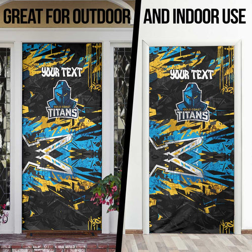 Personalized Gold Coast Titans Door Cover Graffiti Grunge Abstract Urban Street Style Design
