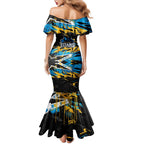 Personalized Gold Coast Titans Family Matching Mermaid Dress and Hawaiian Shirt Graffiti Grunge Abstract Urban Street Style Design