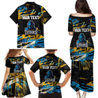 Personalized Gold Coast Titans Family Matching Puletasi and Hawaiian Shirt Graffiti Grunge Abstract Urban Street Style Design
