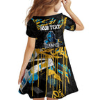 Personalized Gold Coast Titans Family Matching Short Sleeve Bodycon Dress and Hawaiian Shirt Graffiti Grunge Abstract Urban Street Style Design