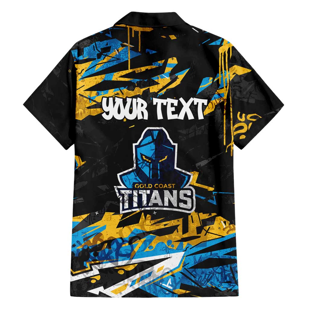 Personalized Gold Coast Titans Family Matching Short Sleeve Bodycon Dress and Hawaiian Shirt Graffiti Grunge Abstract Urban Street Style Design