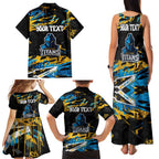 Personalized Gold Coast Titans Family Matching Tank Maxi Dress and Hawaiian Shirt Graffiti Grunge Abstract Urban Street Style Design