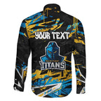 Personalized Gold Coast Titans Family Matching Tank Maxi Dress and Hawaiian Shirt Graffiti Grunge Abstract Urban Street Style Design