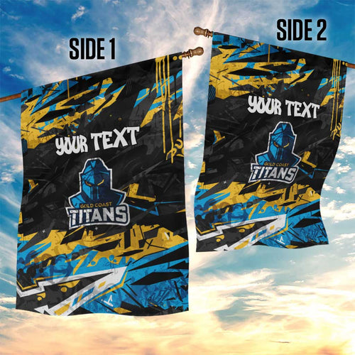 Personalized Gold Coast Titans Garden Flag Graffiti Grunge Abstract Urban Street Style Design