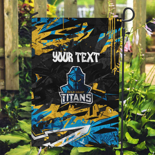 Personalized Gold Coast Titans Garden Flag Graffiti Grunge Abstract Urban Street Style Design
