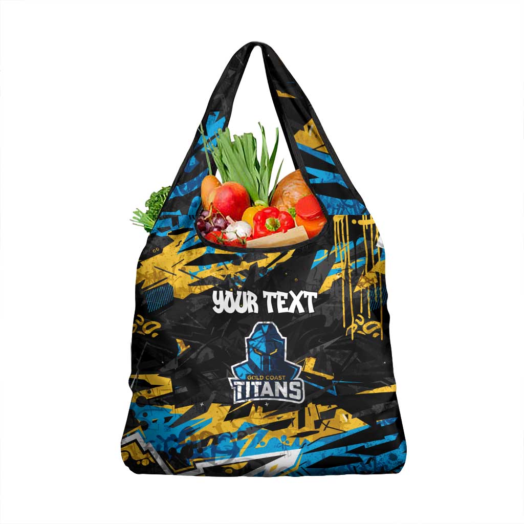 Personalized Gold Coast Titans Grocery Bag Graffiti Grunge Abstract Urban Street Style Design