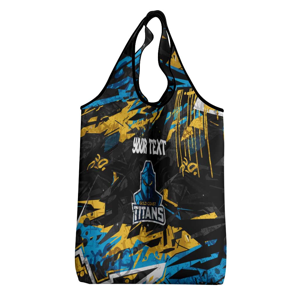 Personalized Gold Coast Titans Grocery Bag Graffiti Grunge Abstract Urban Street Style Design