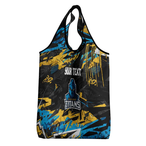 Personalized Gold Coast Titans Grocery Bag Graffiti Grunge Abstract Urban Street Style Design