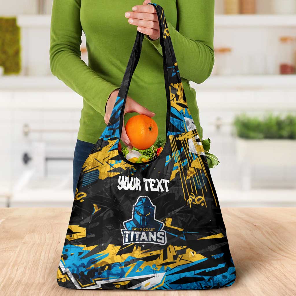 Personalized Gold Coast Titans Grocery Bag Graffiti Grunge Abstract Urban Street Style Design