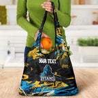 Personalized Gold Coast Titans Grocery Bag Graffiti Grunge Abstract Urban Street Style Design