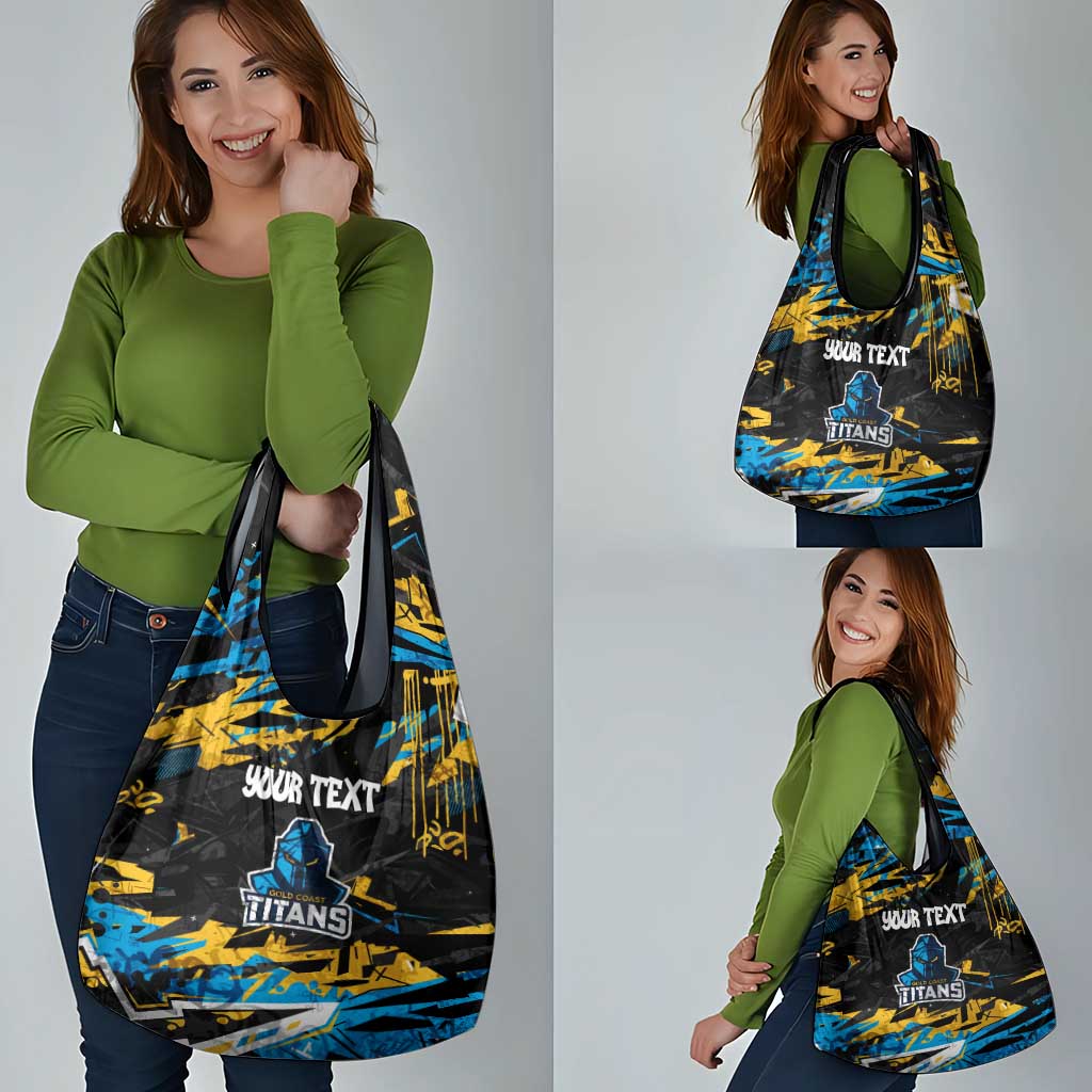 Personalized Gold Coast Titans Grocery Bag Graffiti Grunge Abstract Urban Street Style Design