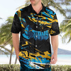 Personalized Gold Coast Titans Hawaiian Shirt Graffiti Grunge Abstract Urban Street Style Design