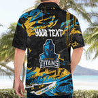 Personalized Gold Coast Titans Hawaiian Shirt Graffiti Grunge Abstract Urban Street Style Design