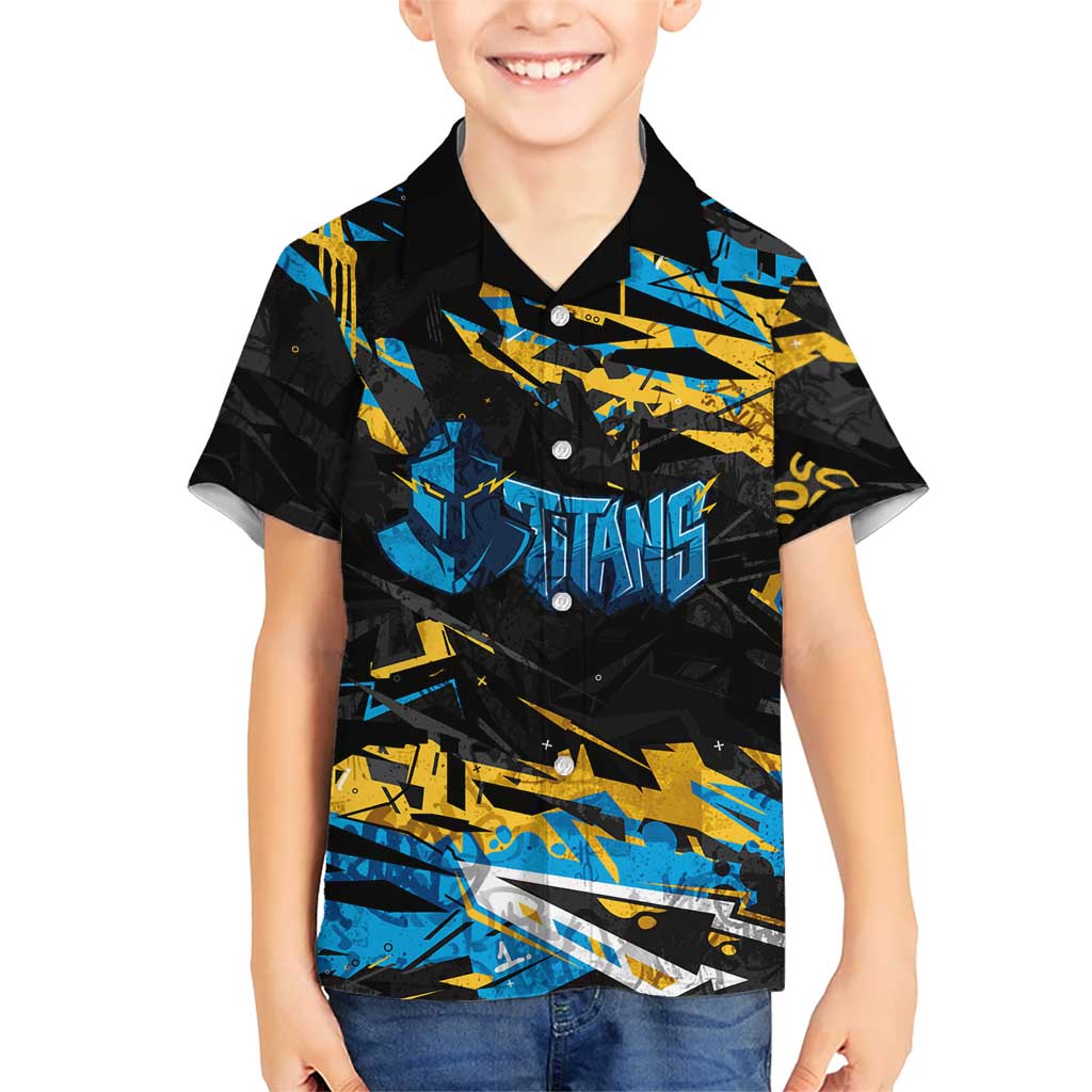 Personalized Gold Coast Titans Hawaiian Shirt Graffiti Grunge Abstract Urban Street Style Design