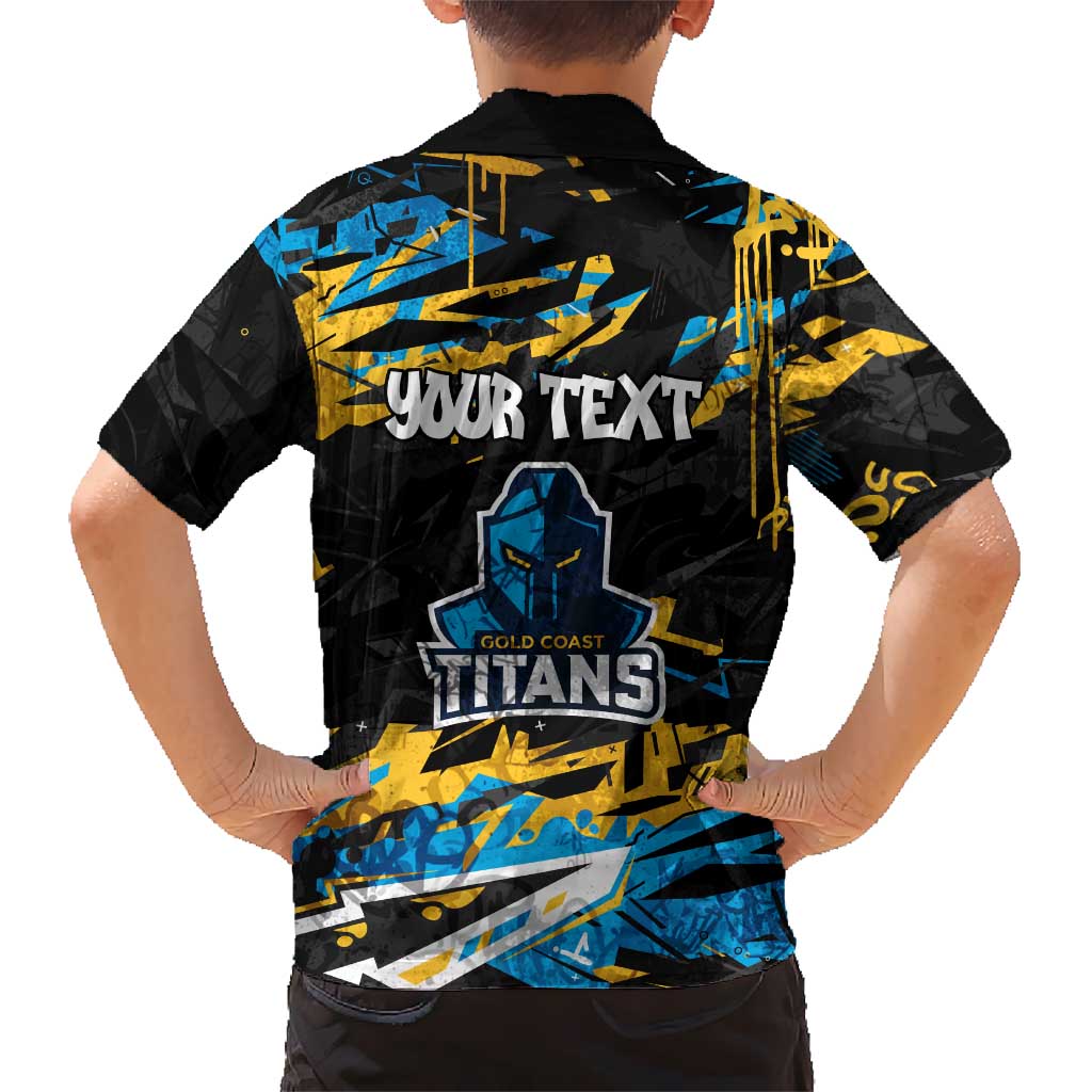 Personalized Gold Coast Titans Hawaiian Shirt Graffiti Grunge Abstract Urban Street Style Design
