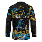 Personalized Gold Coast Titans Hockey Jersey Graffiti Grunge Abstract Urban Street Style Design