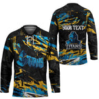 Personalized Gold Coast Titans Hockey Jersey Graffiti Grunge Abstract Urban Street Style Design