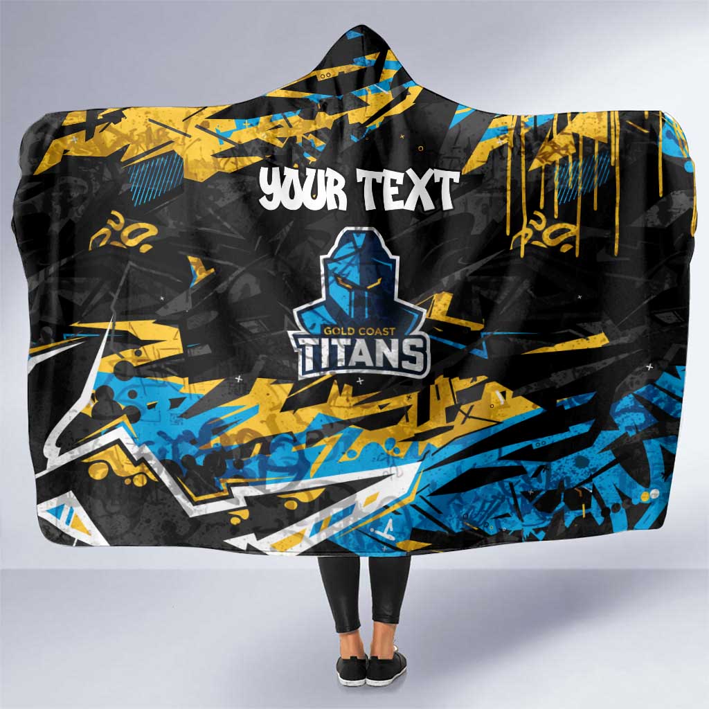 Personalized Gold Coast Titans Hooded Blanket Graffiti Grunge Abstract Urban Street Style Design