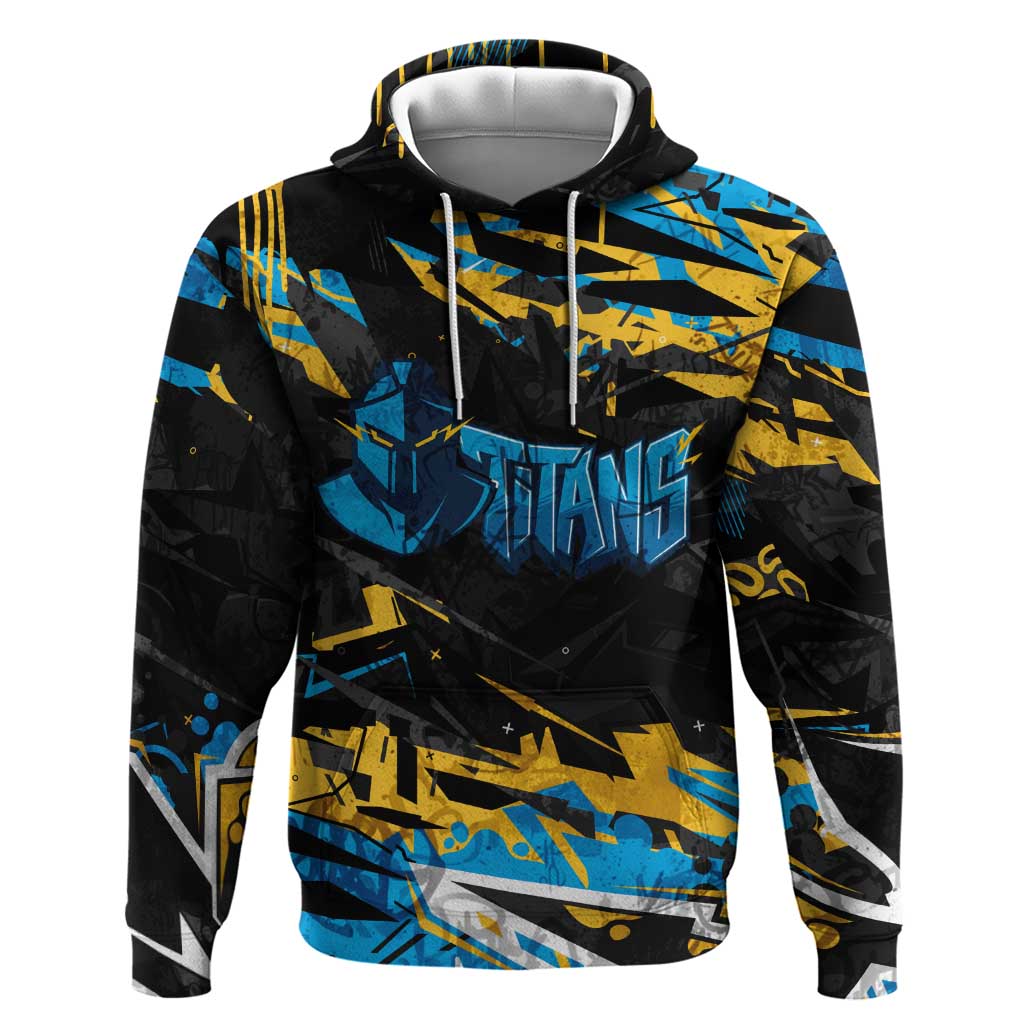 Personalized Gold Coast Titans Hoodie Graffiti Grunge Abstract Urban Street Style Design