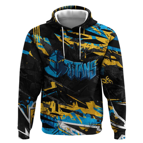 Personalized Gold Coast Titans Hoodie Graffiti Grunge Abstract Urban Street Style Design