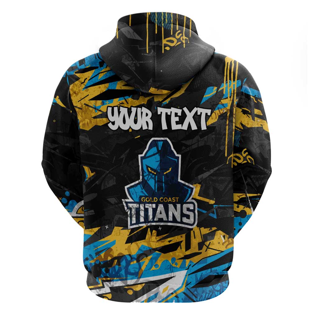 Personalized Gold Coast Titans Hoodie Graffiti Grunge Abstract Urban Street Style Design