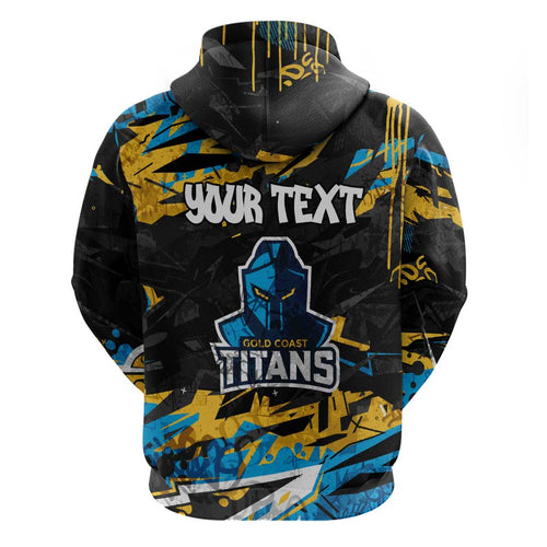 Personalized Gold Coast Titans Hoodie Graffiti Grunge Abstract Urban Street Style Design