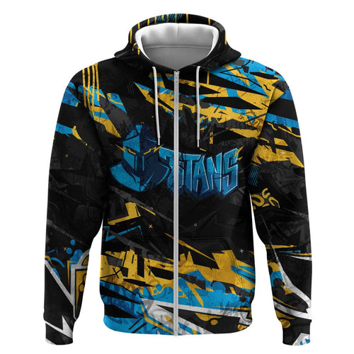 Personalized Gold Coast Titans Hoodie Graffiti Grunge Abstract Urban Street Style Design