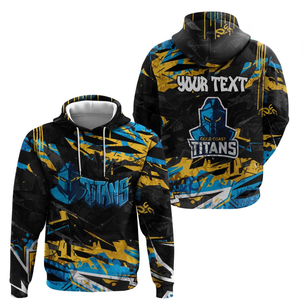 Personalized Gold Coast Titans Hoodie Graffiti Grunge Abstract Urban Street Style Design
