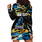 Personalized Gold Coast Titans Hoodie Dress Graffiti Grunge Abstract Urban Street Style Design
