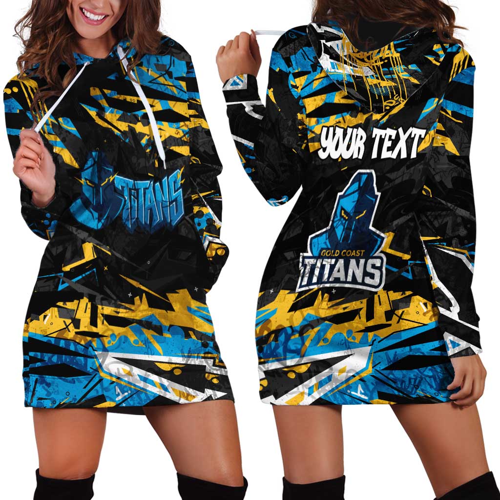 Personalized Gold Coast Titans Hoodie Dress Graffiti Grunge Abstract Urban Street Style Design