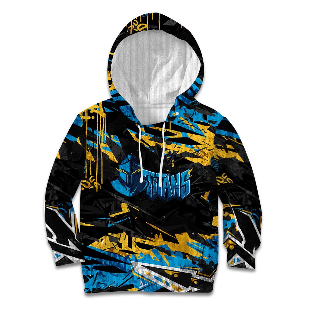 Personalized Gold Coast Titans Kid Hoodie Graffiti Grunge Abstract Urban Street Style Design