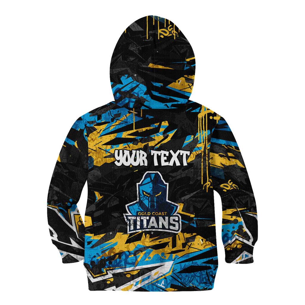 Personalized Gold Coast Titans Kid Hoodie Graffiti Grunge Abstract Urban Street Style Design