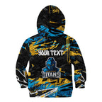Personalized Gold Coast Titans Kid Hoodie Graffiti Grunge Abstract Urban Street Style Design