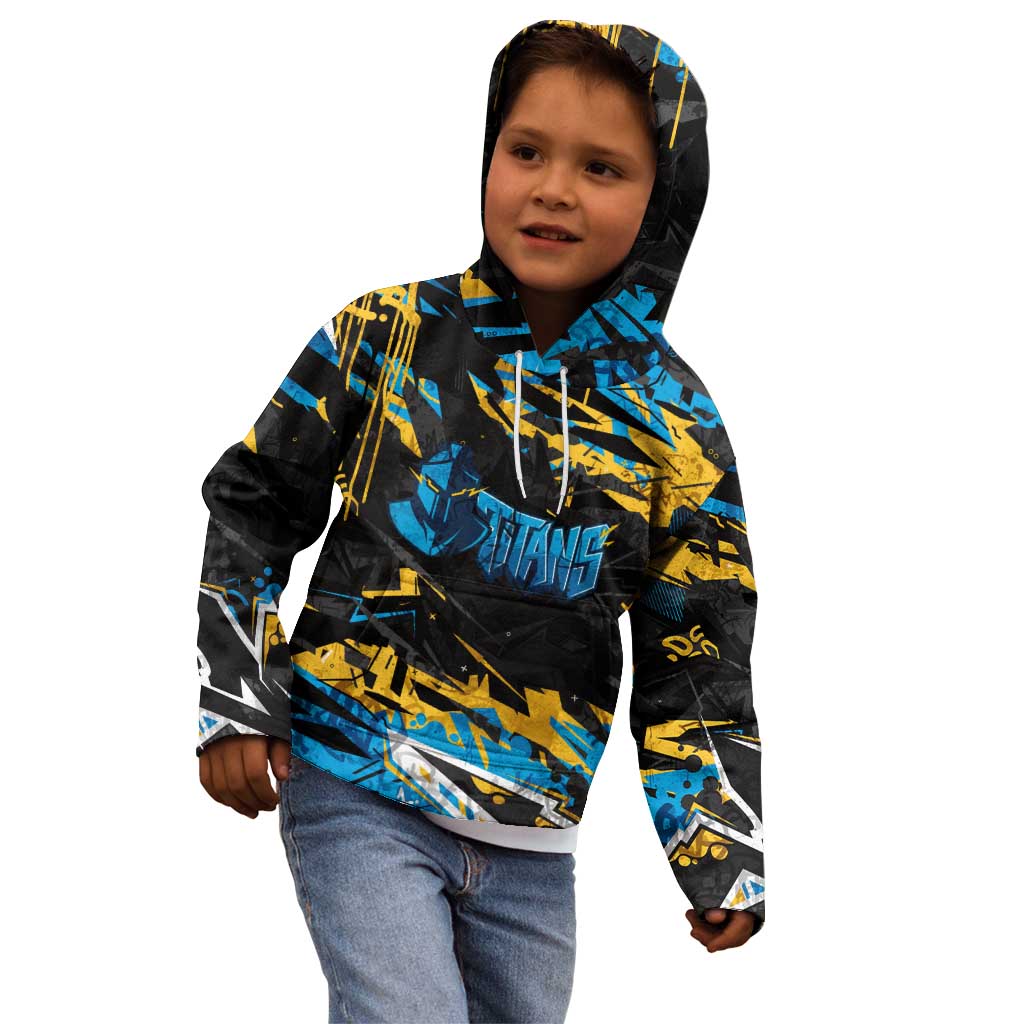 Personalized Gold Coast Titans Kid Hoodie Graffiti Grunge Abstract Urban Street Style Design